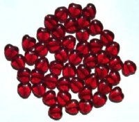 50 8mm Transparent Garnet Glass Heart Beads